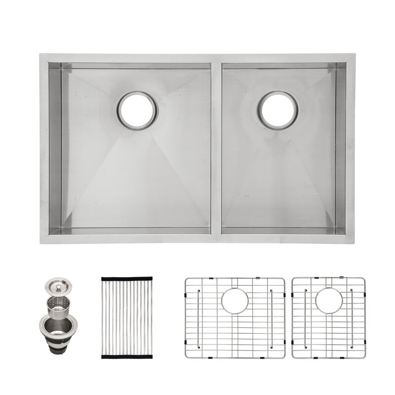 Sarlai 33 L Undermount Double Bowl Stainless Steel Kitchen Sink Wayfair